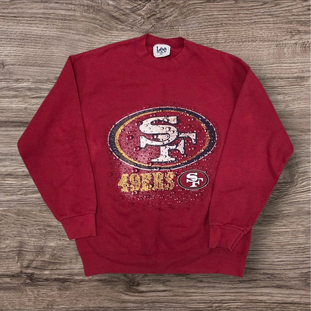 Vintage Lee Sport San Francisco 49ers Sweatshirt Mens Large Red Made in USA SF
